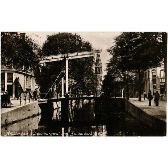 Amsterdam Groenburgwal met Zuiderkerktoren Postcard - Picture 1 of 2
